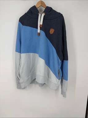Wanakome Navy and Tan Leather Patch Hoodie Size 4XL